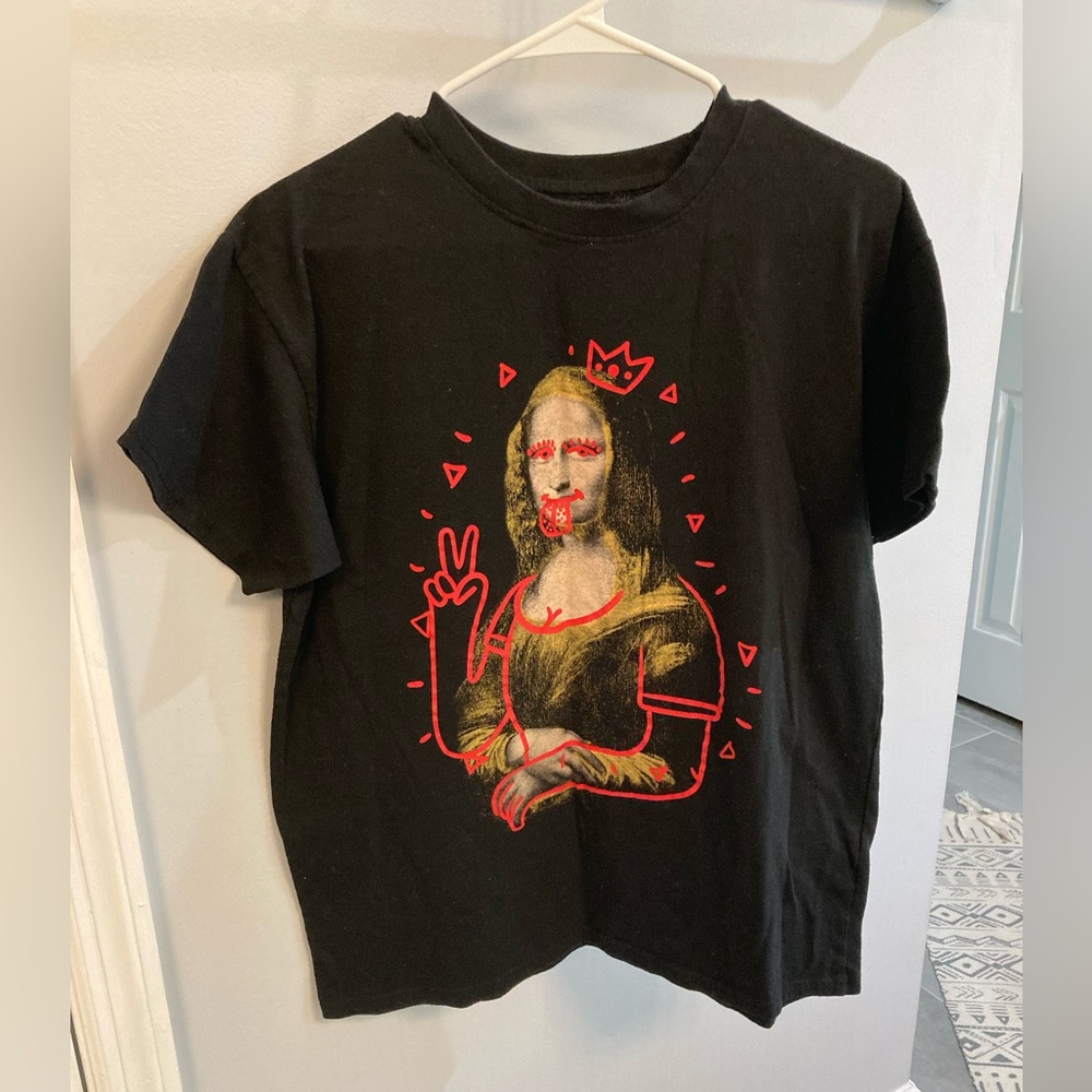 Brisco Mona Lisa graffiti Graphic t shirt black size large
